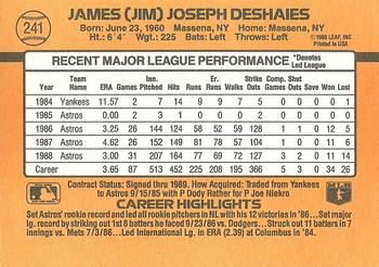 1989 Donruss #241 Jim Deshaies Back