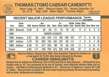 1989 Donruss #256 Tom Candiotti Back