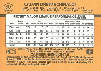 1989 Donruss #285 Calvin Schiraldi Back