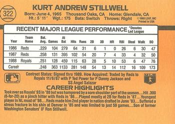 1989 Donruss #322 Kurt Stillwell Back