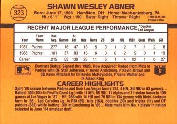 1989 Donruss #323 Shawn Abner Back