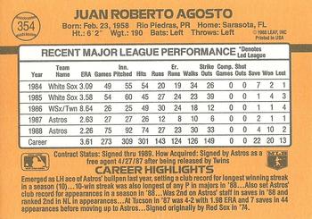 1989 Donruss #354 Juan Agosto Back