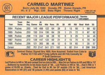 1989 Donruss #601 Carmelo Martinez Back