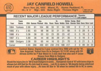 1989 Donruss #610 Jay Howell Back