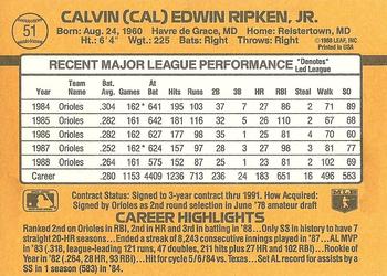 1989 Donruss #51 Cal Ripken Back