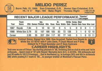 1989 Donruss #58 Melido Perez Back