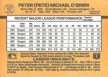 1989 Donruss #107 Pete O'Brien Back