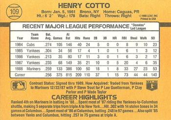 1989 Donruss #109 Henry Cotto Back