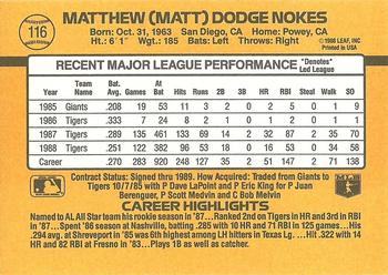 1989 Donruss #116 Matt Nokes Back