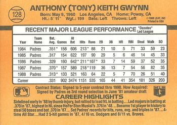 1989 Donruss #128 Tony Gwynn Back