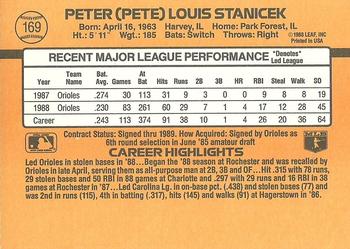 1989 Donruss #169 Pete Stanicek Back