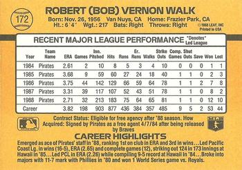 1989 Donruss #172 Bob Walk Back