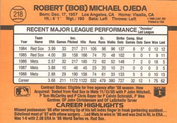 1989 Donruss #218 Bob Ojeda Back