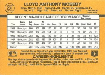 1989 Donruss #231 Lloyd Moseby Back