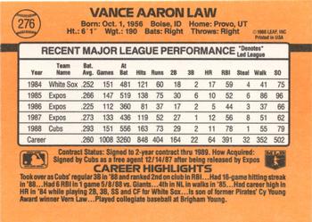 1989 Donruss #276 Vance Law Back