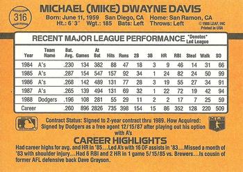 1989 Donruss #316 Mike Davis Back