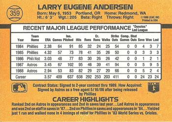 1989 Donruss #359 Larry Andersen Back