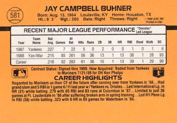 1989 Donruss #581 Jay Buhner Back