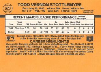 1989 Donruss #620 Todd Stottlemyre Back