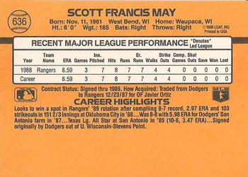 1989 Donruss #636 Scott May Back