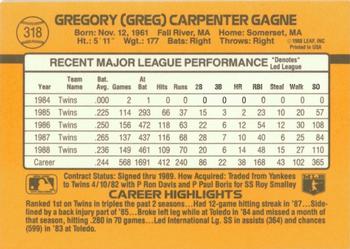 1989 Donruss #318 Greg Gagne Back