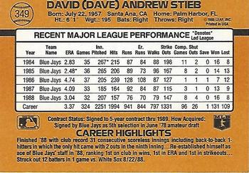 1989 Donruss #349 Dave Stieb Back