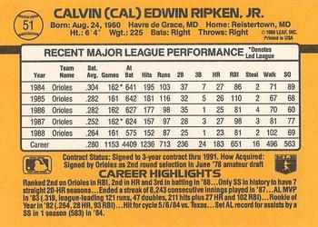 1989 Donruss #51 Cal Ripken Back