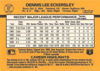 1989 Donruss #67 Dennis Eckersley Back