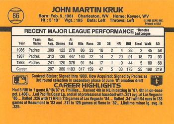 1989 Donruss #86 John Kruk Back