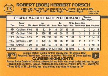 1989 Donruss #118 Bob Forsch Back