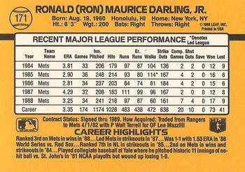 1989 Donruss #171 Ron Darling Back