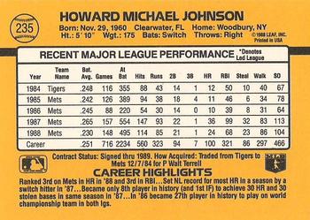 1989 Donruss #235 Howard Johnson Back