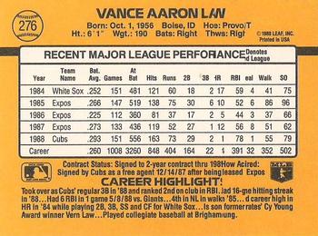 1989 Donruss #276 Vance Law Back