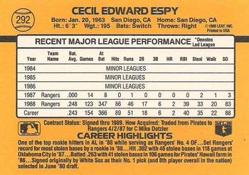 1989 Donruss #292 Cecil Espy Back