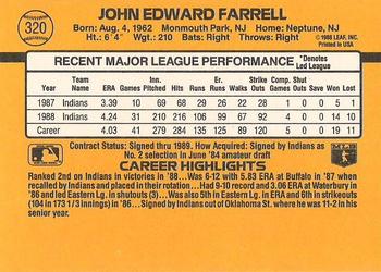 1989 Donruss #320 John Farrell Back