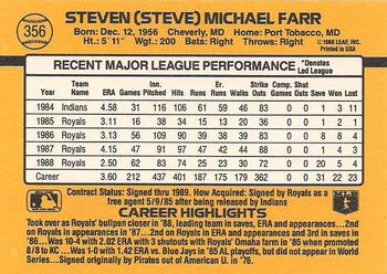 1989 Donruss #356 Steve Farr Back