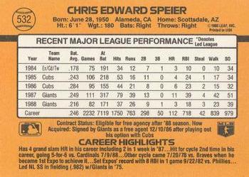 1989 Donruss #532 Chris Speier Back