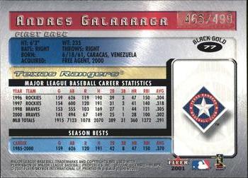 2001 Fleer Futures - Black Gold #77 Andres Galarraga  Back