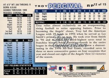 1998 Score Anaheim Angels #12 Troy Percival Back