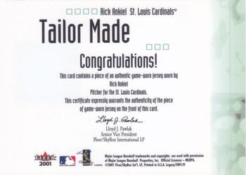 2001 Fleer Legacy - Tailor Made #NNO Rick Ankiel  Back