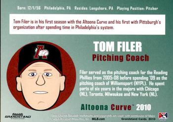 2010 Grandstand Altoona Curve #NNO Tom Filer Back