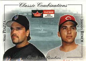 2001 Fleer Platinum - Classic Combinations Retail #15 CC Mike Piazza / Johnny Bench  Front