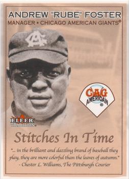2001 Fleer Tradition - Stitches in Time #20 ST Rube Foster Front