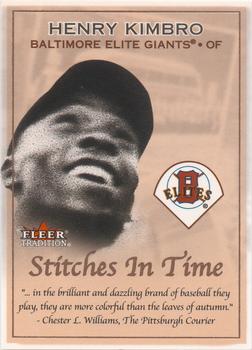 2001 Fleer Tradition - Stitches in Time #NNO Henry Kimbro Front