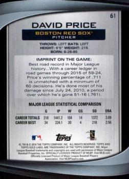 2016 Topps Gold Label #61 David Price Back