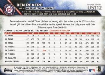 2016 Topps Update #US112 Ben Revere Back