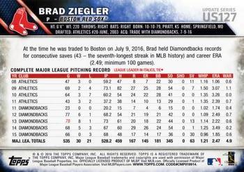 2016 Topps Update #US127 Brad Ziegler Back