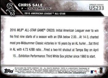 2016 Topps Update #US233 Chris Sale Back