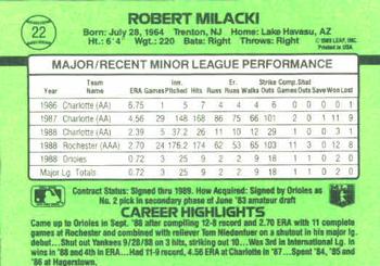 1989 Donruss The Rookies #22 Bob Milacki Back