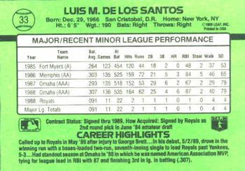 1989 Donruss The Rookies #33 Luis de los Santos Back